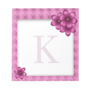 Bloco De Notas Monograma floral cor-de-rosa