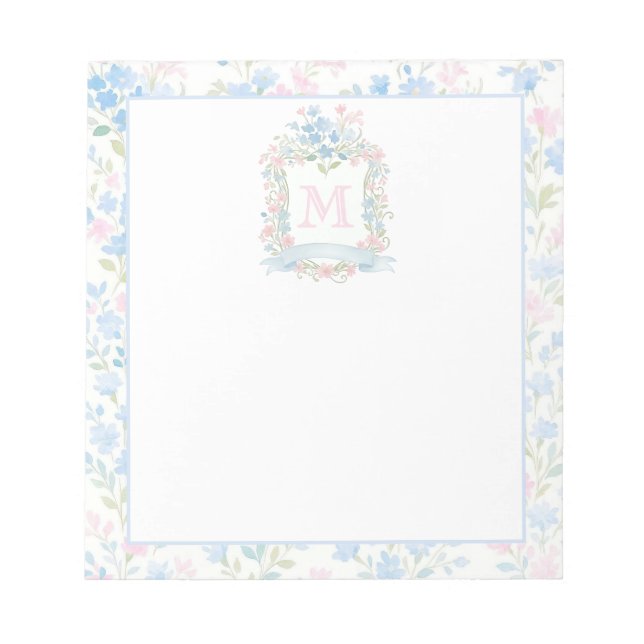 Bloco De Notas Monograma Floral Elegante (Frente)