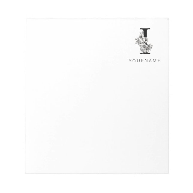 Bloco De Notas Monograma Floral em Sakura Cherry Blossoms (Frente)