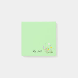 Bloco De Notas Monograma Floral Personalizado em Verde-Menta
