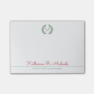 Bloco De Notas Monograma Holly De Natal E Informação