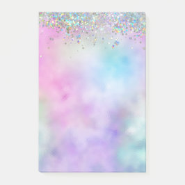 Bloco De Notas Monograma Holográfico Glitter Arco-Íris Pastel