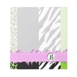 Bloco De Notas Monograma - Impressão Animal, Zebra, Leopard - Ve