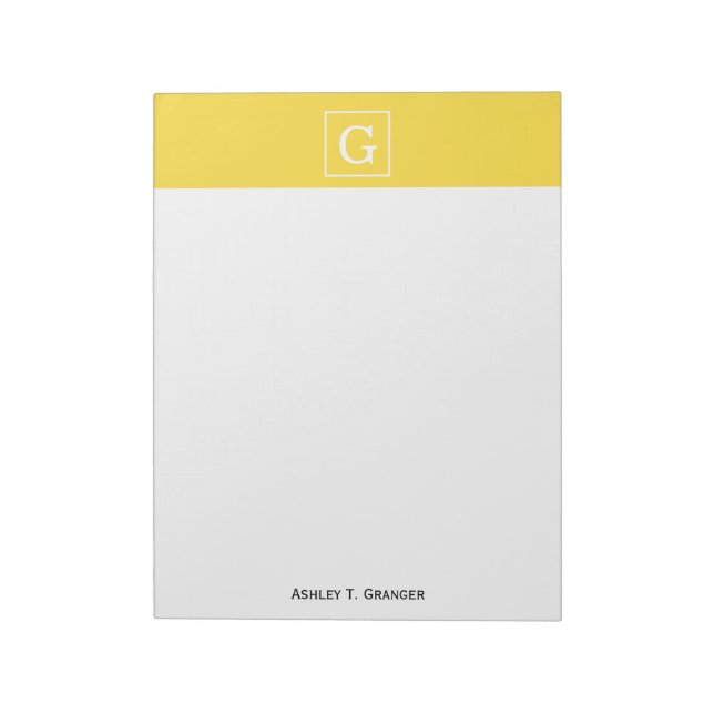 Bloco De Notas Monograma Inicial do Ananás Amarelo (Invertido)
