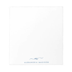 Bloco De Notas Monograma inicial do Marinho de script giratório E