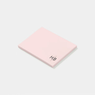 Bloco De Notas Monograma inicial feminino moderno, cor-de-rosa e