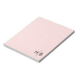 Bloco De Notas Monograma Inicial Girly Rosa Moderna