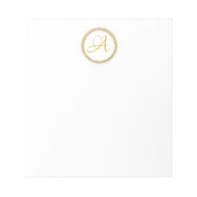 Bloco De Notas *~* Monograma Inicial Minimal Glitter Dourado Femi (Frente)