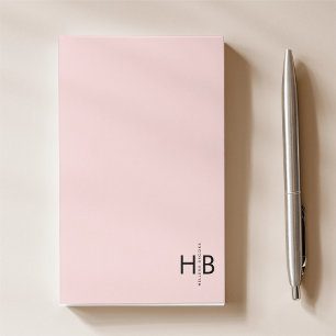 Bloco De Notas Monograma Inicial Simples Feminina Rosa e Preto
