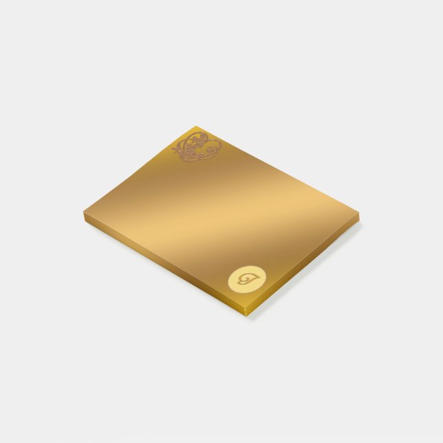 Bloco De Notas Monograma J de luxo Dourado (Inclinado)