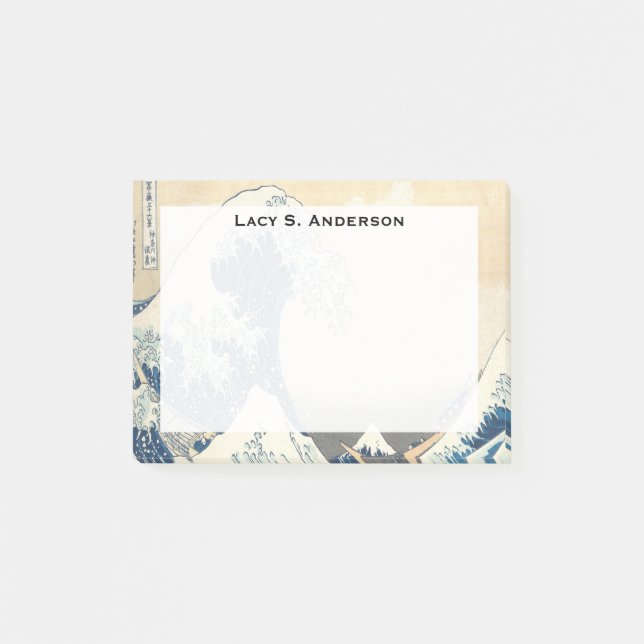 Bloco De Notas Monograma Katsushika Hokusai, Excelente Wave Kanag (Frente)