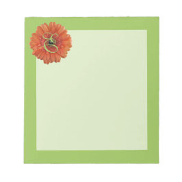 Bloco De Notas Monograma Laranja Gerbera Daisy Green Notepad