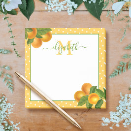 Bloco De Notas Monograma laranjas cítricas aquarela pontos rústic
