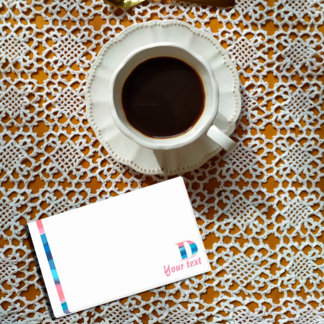 Bloco De Notas Monograma - letra azul-coral D Notas de posto (Criador carregado)