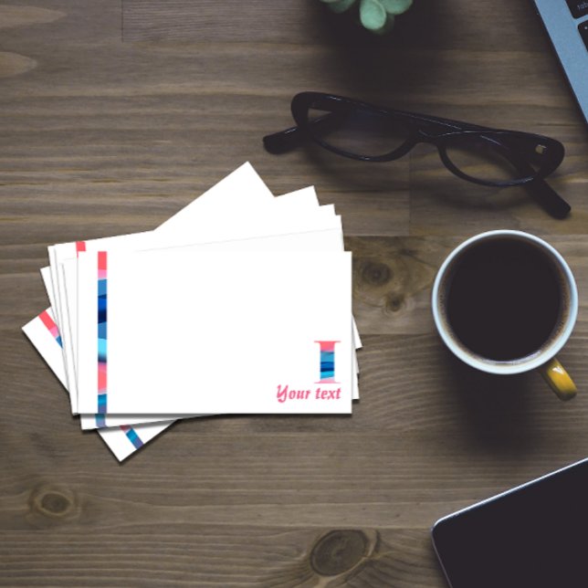 Bloco De Notas Monograma - letra azul de coral I (Criador carregado)