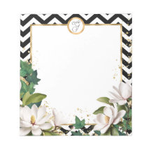 Monograma Magnolia Ivy e Dourado com Chevron