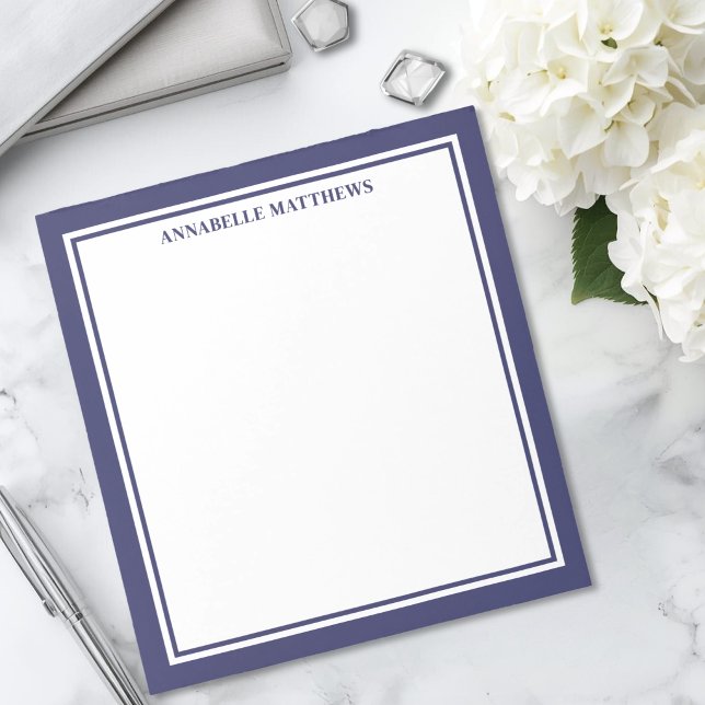 Bloco De Notas Monograma Minimalista Azul Marinho (Navy Blue Minimalist Monogram Notepad)