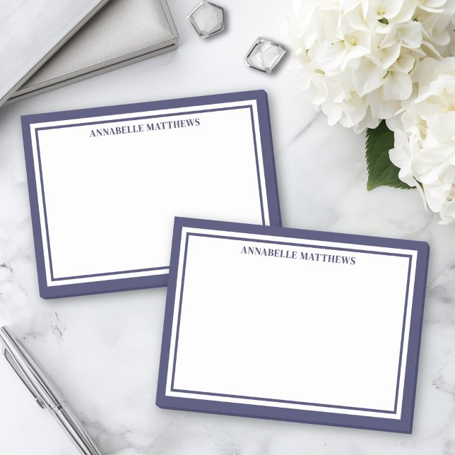 Bloco De Notas Monograma Minimalista Azul Marinho (Navy Blue Minimalist Monogram Post-it Notes)