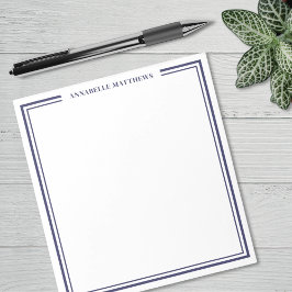 Bloco De Notas Monograma Minimalista Azul Marinho