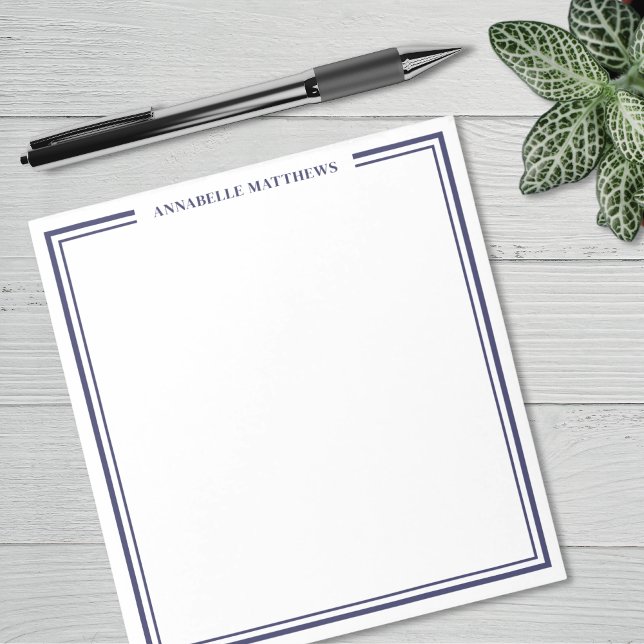 Bloco De Notas Monograma Minimalista Azul Marinho (Navy Blue Minimalist Monogram Notepad)