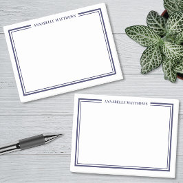 Bloco De Notas Monograma Minimalista Azul Marinho