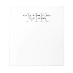 Bloco De Notas Monograma Minimalista Clássico Profissional Simple