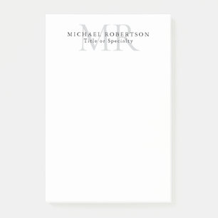 Bloco De Notas Monograma Minimalista Clássico Profissional Simple