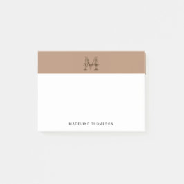 Bloco De Notas Monograma Minimalista em Dourado Metálico Taupe