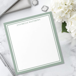 Bloco De Notas Monograma Minimalista em Verde Salvia