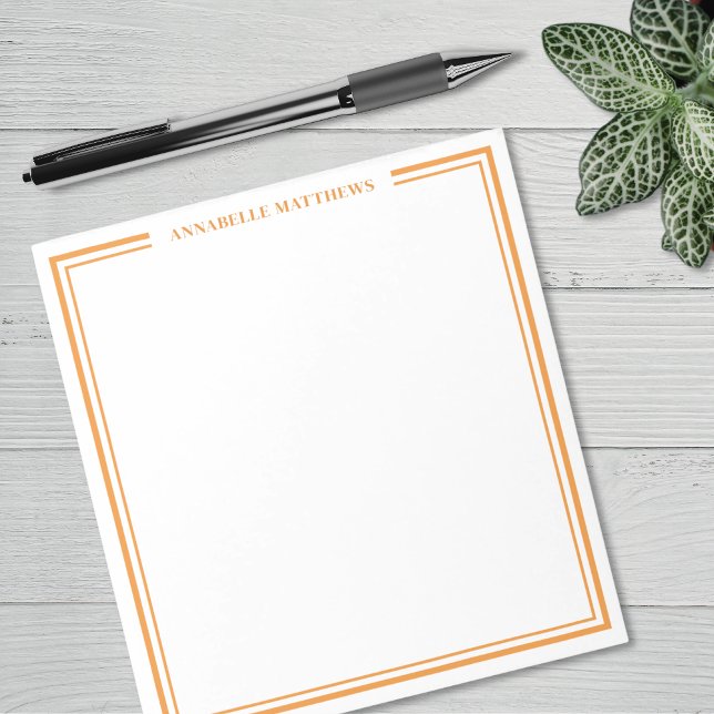 Bloco De Notas Monograma Minimalista Laranja (Orange Minimalist Monogram Notepad)