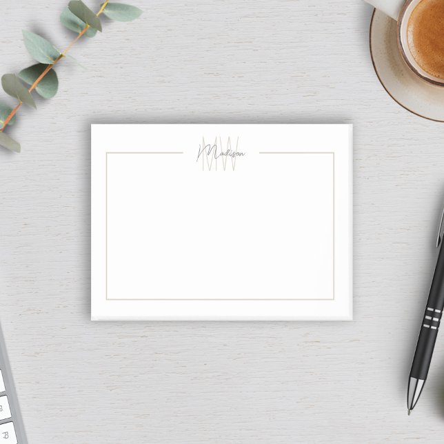 Bloco De Notas Monograma minimalista moderno (Modern Minimalist Monogram Post-it Notes by MINTIC DESIGN STUDIO)