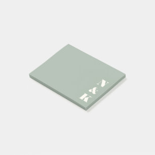Bloco De Notas Monograma Minimalista Moderno Verde Sage Personali