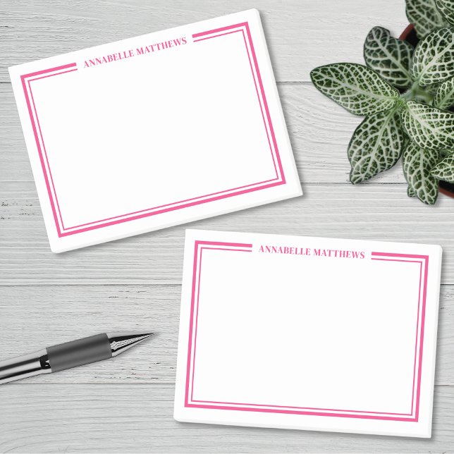 Bloco De Notas Monograma Minimalista Rosa (Pink Minimalist Monogram Post-it Notes)