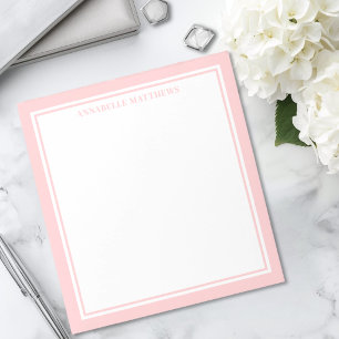 Bloco De Notas Monograma Minimalista Rosa Rubor