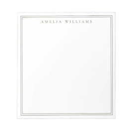Bloco De Notas Monograma Minimalista Verde Oliva