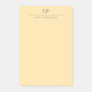 Bloco De Notas Monograma Modern Beige de Caligrafia Nome Simples