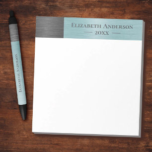 Bloco De Notas Monograma Moderna Nome Metal Brilhante