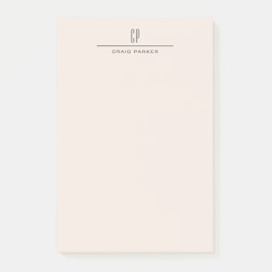 Bloco De Notas Monograma Moderna Profissional Cor Pastel Simples