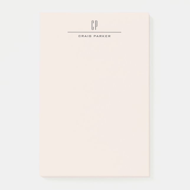 Bloco De Notas Monograma Moderna Profissional Cor Pastel Simples (Frente)