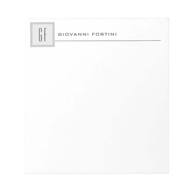 Bloco De Notas Monograma Moderna Profissional Simples Minimalista (Frente)