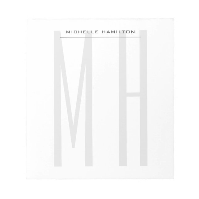 Bloco De Notas Monograma Moderna Profissional Simples Minimalista (Frente)