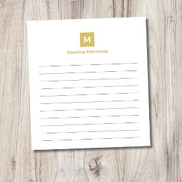 Bloco De Notas Monograma Moderno Chique Tendência Dourado Com Lin