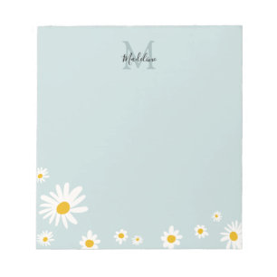 Bloco De Notas Monograma Moderno de Teto de Flor Bonito