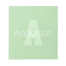 Bloco De Notas Monograma moderno em negrito | Verde claro e branc