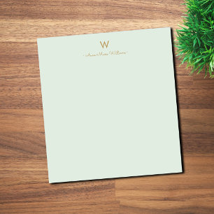 Bloco De Notas Monograma Moderno em Verde Sage e Dourado
