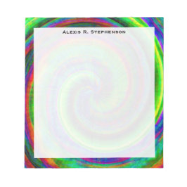 Bloco De Notas Monograma Moderno Grunge Espiral Arco-Íris Tie Dye