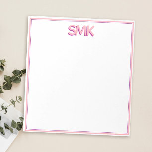 Bloco De Notas Monograma Moderno Letras Iniciais Sombra Elegante