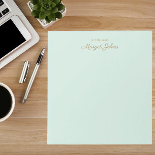 Bloco De Notas Monograma Moderno Simples Elegante Verde Menta & D
