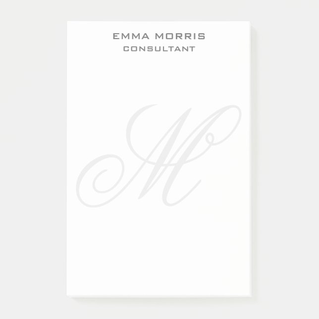 Bloco De Notas Monograma Moderno Simples Minimalista Simples (Frente)