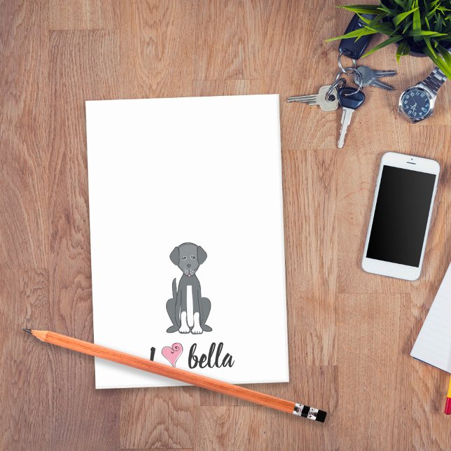 Bloco De Notas Monograma Moderno Simples Na moda Negro Cão Branco (Criador carregado)